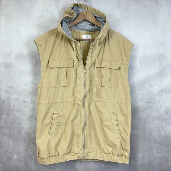 Offline by Aerie Cargo Vest Womens Medium Utility Hooded Outdoor Gorpcore Canvas - Picture 1 of 9